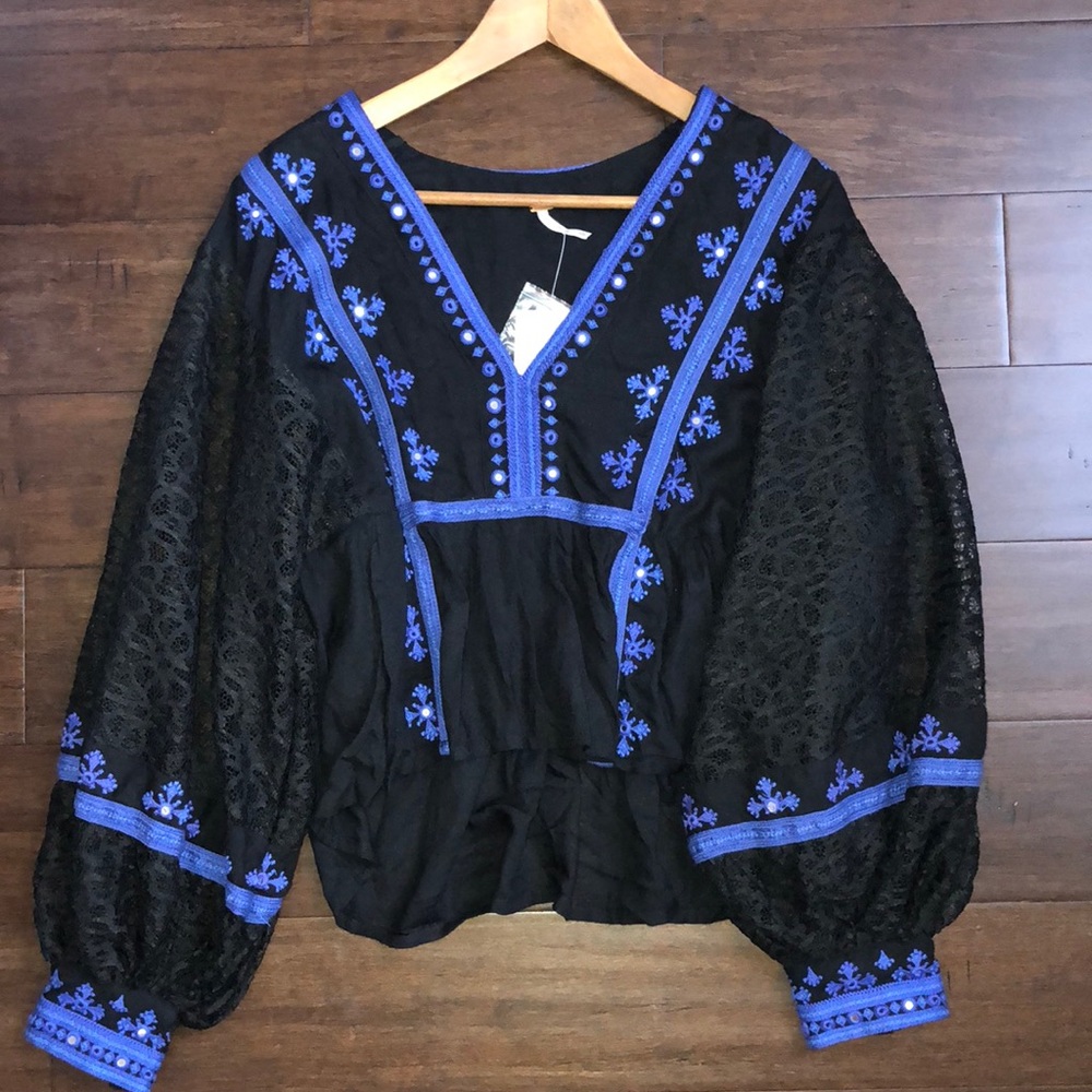 Freepeople boogie all night embellished blouse